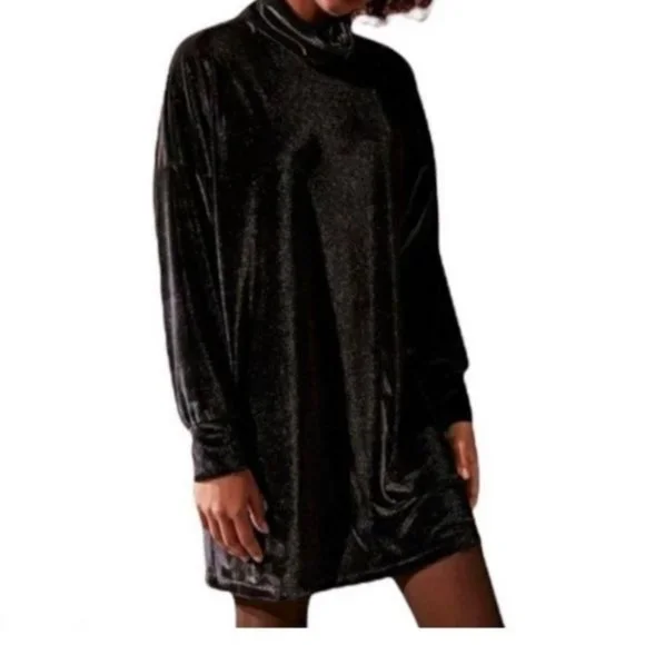 Urban Outfitters | Dresses | Urban Outfitters Womens Evie Dress Velvet Long  Sleeve Turtleneck Mini Black M | Poshmark